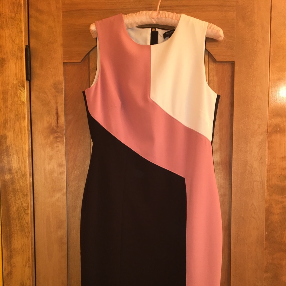 White House Black Market Pink Color Block Dress 6